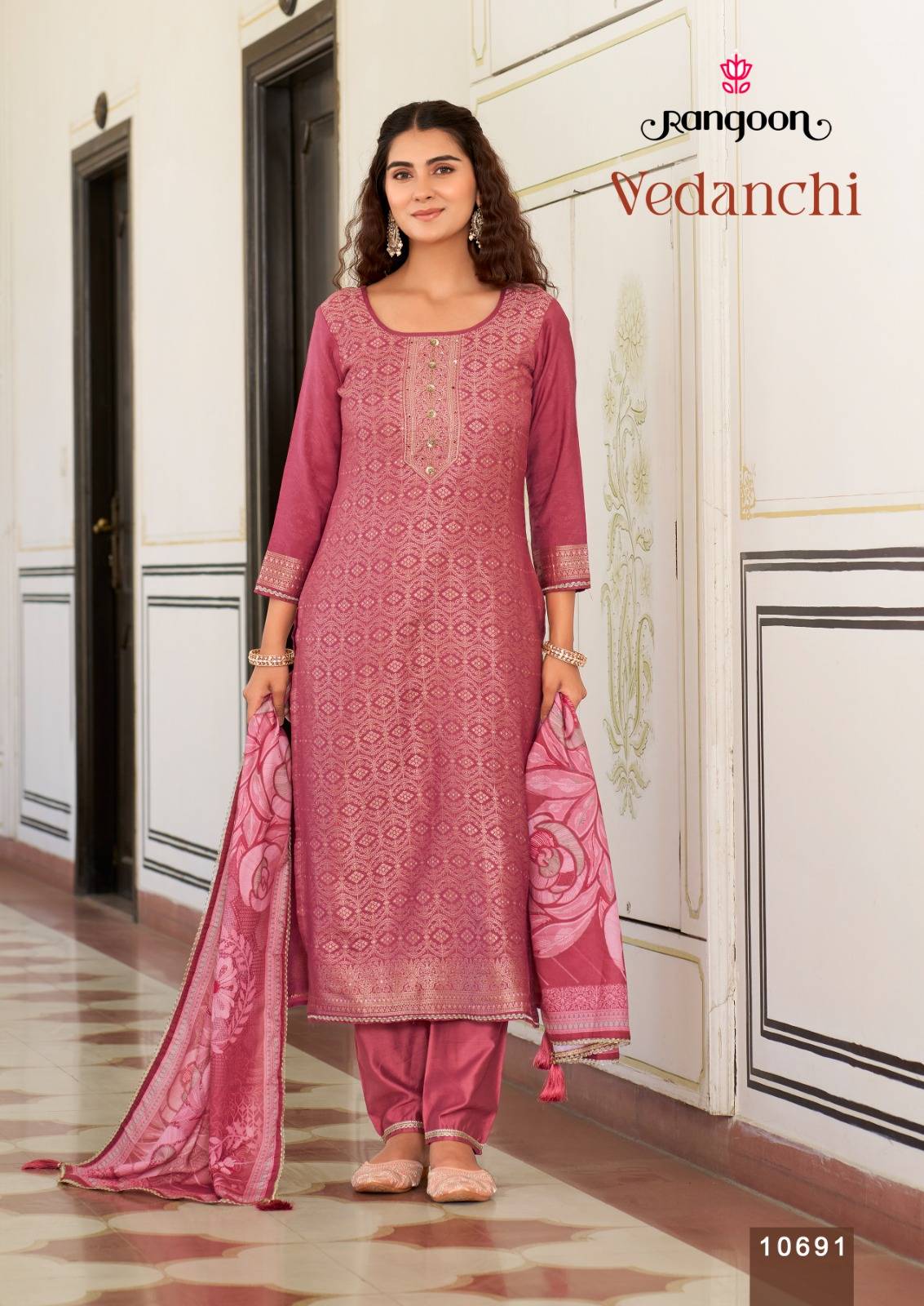 VEDANCHI by Rangoon 10691 to 10694 series Indian Traditional Wear Collection Viscose Muslin dresses At Wholesale Price